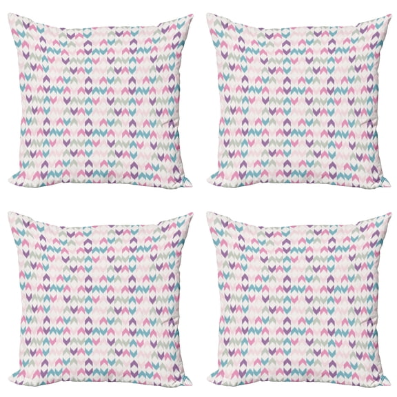 Ambesonne Geometric Throw Pillow Cover 4 Pack, Chevron Zigzag, 20", Multicolor