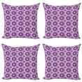thumbnail image 1 of Ambesonne Geometric Throw Pillow Cover 4 Pack, Circular Lines Rings, 24", Purple, 1 of 2