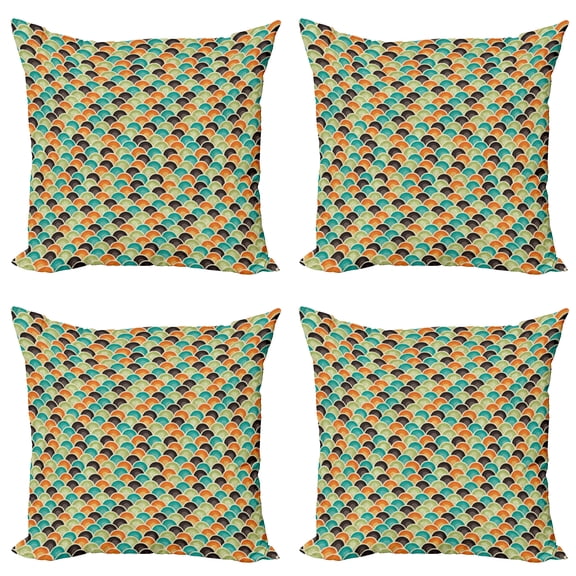 Ambesonne Geometric Throw Pillow Cover 4 Pack, Colorful Half Circles, 16", Multicolor