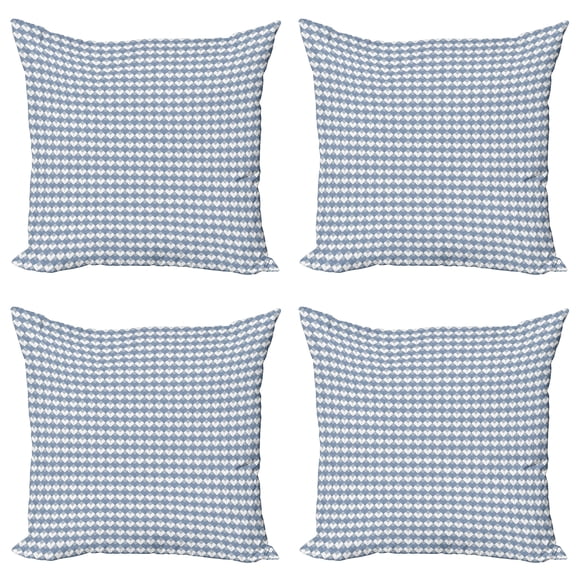 Ambesonne Geometric Throw Pillow Cover 4 Pack, Diamond Line Modern, 24", Slate Blue White Blue