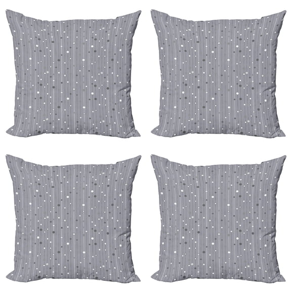 Ambesonne Geometric Throw Pillow Cover 4 Pack, Dots and Vertical Stripes, 24", Purpleblue Dimgray