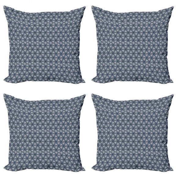 Ambesonne Geometric Throw Pillow Cover 4 Pack, Eastern Japanese Tile, 18", Charcoal Grey Dark Blue