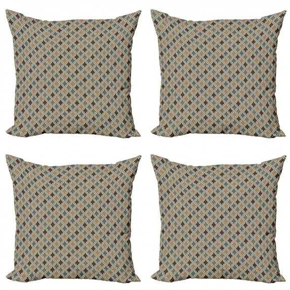 Ambesonne Geometric Throw Pillow Cover 4 Pack, Eastern Look Mosaic Tile, 16", Tan Brown Sage Green