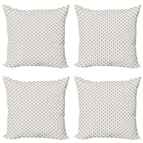 Ambesonne Geometric Throw Pillow Cover 4 Pack, Geometric Art, 16", Charcoal Grey Beige