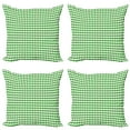 thumbnail image 1 of Ambesonne Geometric Throw Pillow Cover 4 Pack, Green White Gingham, 18", Green and White, 1 of 2