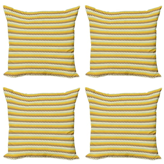 Ambesonne Geometric Throw Pillow Cover 4 Pack, Herringbone Mosaic Lines, 24", Multicolor