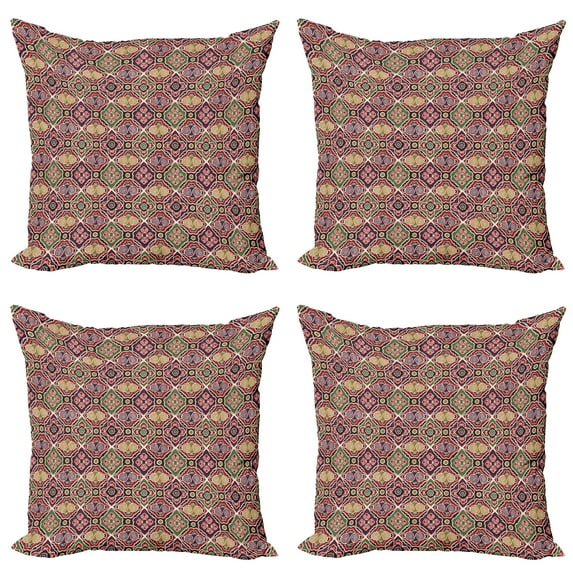Ambesonne Geometric Throw Pillow Cover 4 Pack, Japanese Chevron, 18", Multicolor