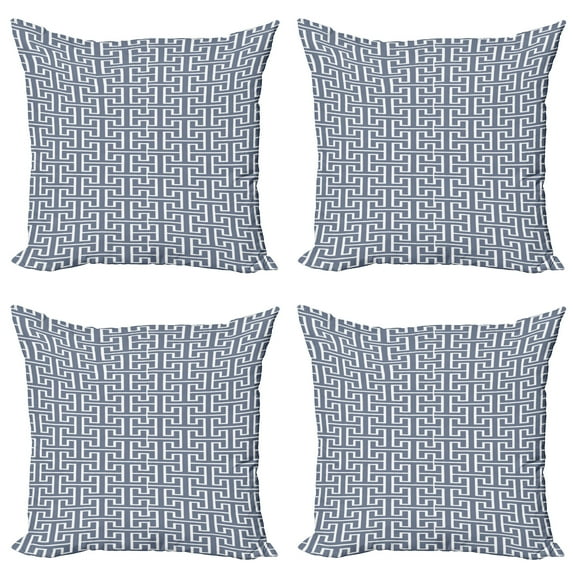 Ambesonne Geometric Throw Pillow Cover 4 Pack, Japanese Floor Style, 16", Grey White