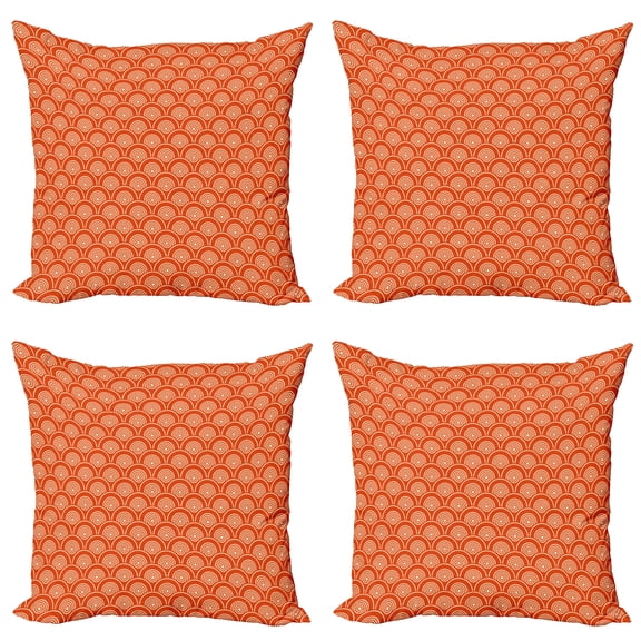 Ambesonne Geometric Throw Pillow Cover 4 Pack, Kimono Motifs Pattern, 16", Orange Pale Yellow