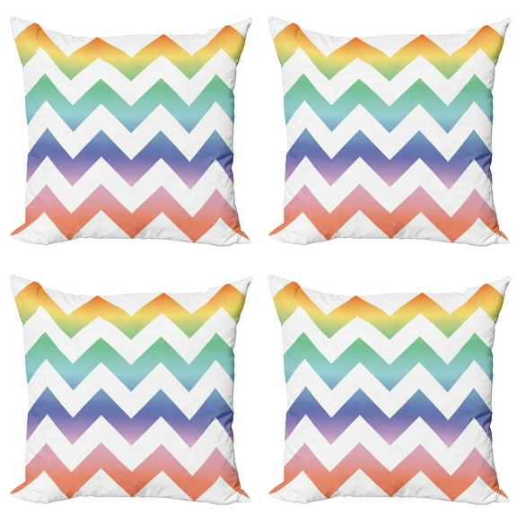 Ambesonne Geometric Throw Pillow Cover 4 Pack, Large Zig Zag Pattern, 20", Multicolor