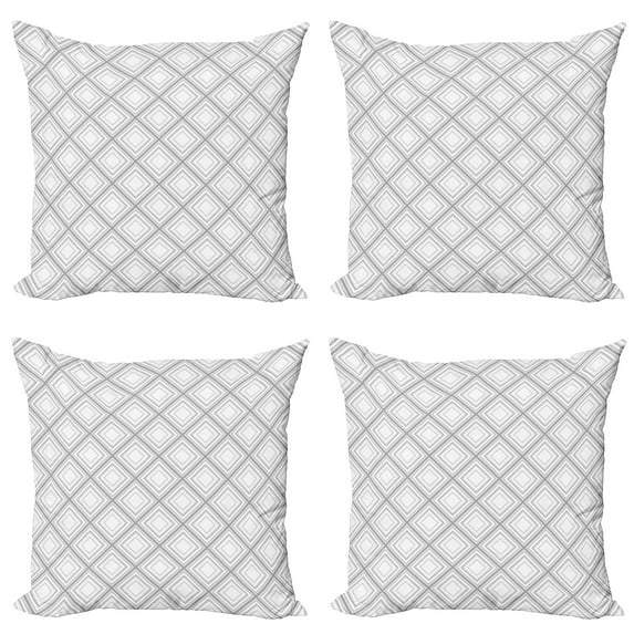 Ambesonne Geometric Throw Pillow Cover 4 Pack, Minimalist Squares, 24", Pale Grey and White