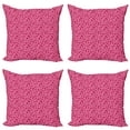 thumbnail image 1 of Ambesonne Geometric Throw Pillow Cover 4 Pack, Modern Feminine Rounds, 18", Raspberry Pink, 1 of 5