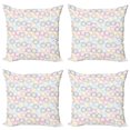 thumbnail image 1 of Ambesonne Geometric Throw Pillow Cover 4 Pack, Modern Pointillism Rounds, 18", White and Multicolor, 1 of 2