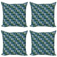 thumbnail image 1 of Ambesonne Geometric Throw Pillow Cover 4 Pack, Mosaic Checks Pattern, 18", Lime Green Pale Blue, 1 of 2