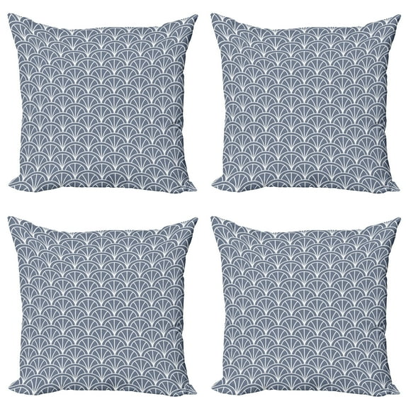 Ambesonne Geometric Throw Pillow Cover 4 Pack, Nautical Wave Pattern, 18", Grey White