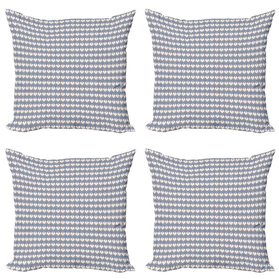 Ambesonne Geometric Throw Pillow Cover 4 Pack, Nested Diamond Line, 20", Dried Rose Slate Blue