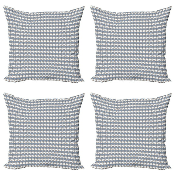 Ambesonne Geometric Throw Pillow Cover 4 Pack, Nested Diamond Line, 24", Dried Rose Slate Blue