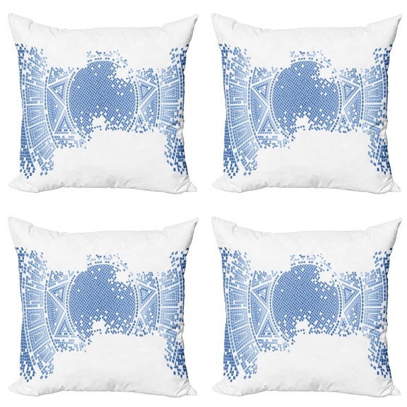 Ambesonne Geometric Throw Pillow Cover 4 Pack, Old Worn out Mosaic, 20", Pale Blue