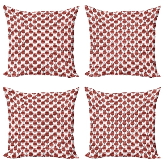 Ambesonne Geometric Throw Pillow Cover 4 Pack, Ornamental Christmas, 24", Ruby White