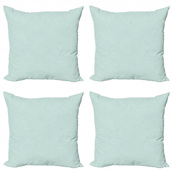 Ambesonne Geometric Throw Pillow Cover 4 Pack, Pastel Monochrome Zigzags, 24", Pale Seafoam and White