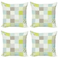 thumbnail image 1 of Ambesonne Geometric Throw Pillow Cover 4 Pack, Patchwork Inspired Square, 18", Avocado Green Pale Sepia, 1 of 2