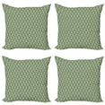 thumbnail image 1 of Ambesonne Geometric Throw Pillow Cover 4 Pack, Peacock Feathers, 24", Pistachio Green Tan, 1 of 2