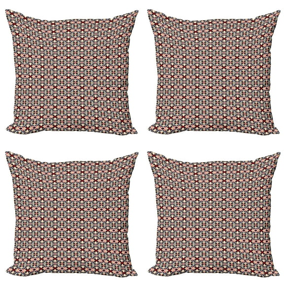 Ambesonne Geometric Throw Pillow Cover 4 Pack, Polygonal Rhombuses, 16", Multicolor