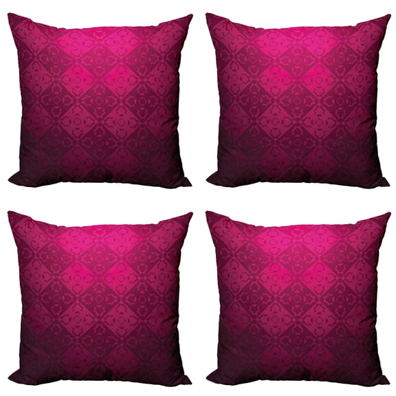 Ambesonne Geometric Throw Pillow Cover 4 Pack, Rectangular Forms, 18", Maroon Fuchsia