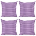 thumbnail image 1 of Ambesonne Geometric Throw Pillow Cover 4 Pack, Rhombuses with Lines, 24", Lavender Purple, 1 of 2