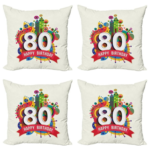 Ambesonne Geometric Throw Pillow Cover 4 Pack, Ribbon Party Castle, 18", Multicolor