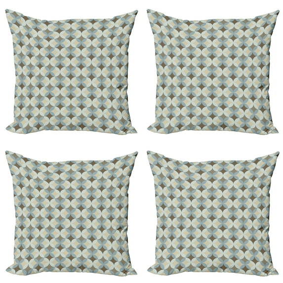 Ambesonne Geometric Throw Pillow Cover 4 Pack, Round Floral Circles, 16", Multicolor