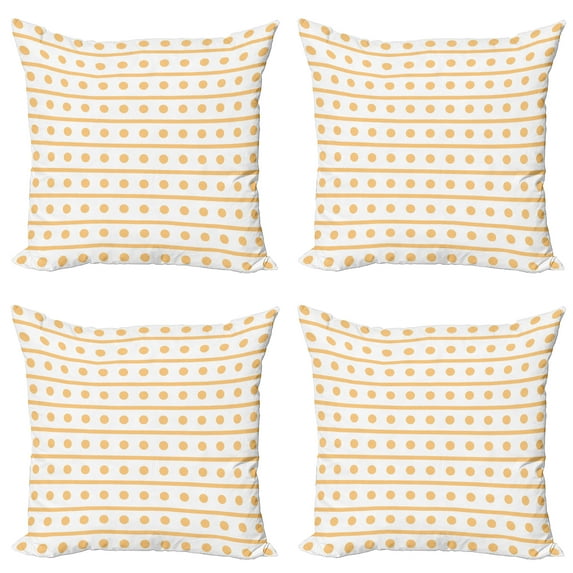 Ambesonne Geometric Throw Pillow Cover 4 Pack, Simplistic Monochrome, 16", Pale Orange and White