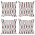 thumbnail image 1 of Ambesonne Geometric Throw Pillow Cover 4 Pack, Skulls Red Hearts, 16", Grey Red Coconut, 1 of 2