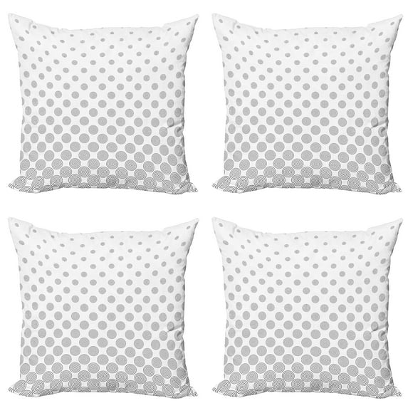 Ambesonne Geometric Throw Pillow Cover 4 Pack, Spiraling Dots, 20", Grey White