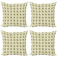 thumbnail image 1 of Ambesonne Geometric Throw Pillow Cover 4 Pack, Squares Rounds, 16", Charcoal Grey Marigold, 1 of 2