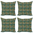 thumbnail image 1 of Ambesonne Geometric Throw Pillow Cover 4 Pack, Surreal Future Lines, 18", Pale Yellow Turquoise, 1 of 2