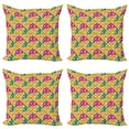 thumbnail image 1 of Ambesonne Geometric Throw Pillow Cover 4 Pack, Triangle Head Bones, 16", Earth Yellow Jade Green, 1 of 2