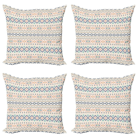 Ambesonne Geometric Throw Pillow Cover 4 Pack, Tribal Culture Native, 24", Multicolor