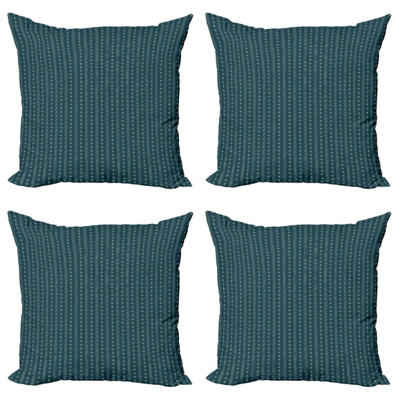 Ambesonne Geometric Throw Pillow Cover 4 Pack, Vertical Abstract Line, 18", Dark Teal Pale Yellow
