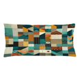 thumbnail image 1 of Ambesonne Geometric Throw Pillow Cushion Cover, Patchwork Square Triangle, 36" X 16", Teal Orange Multicolor, 1 of 2