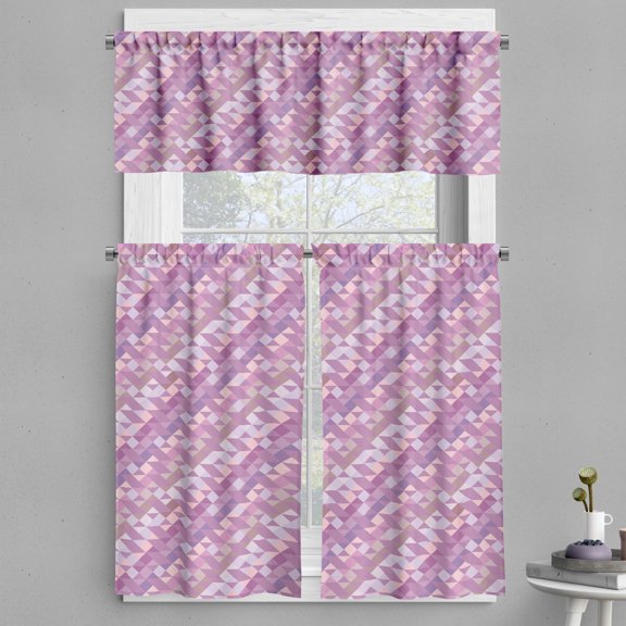 Ambesonne Geometric Valance & Curtain, Contemporary Triangle Art, 55"x30", Pale Purple Rose Mauve