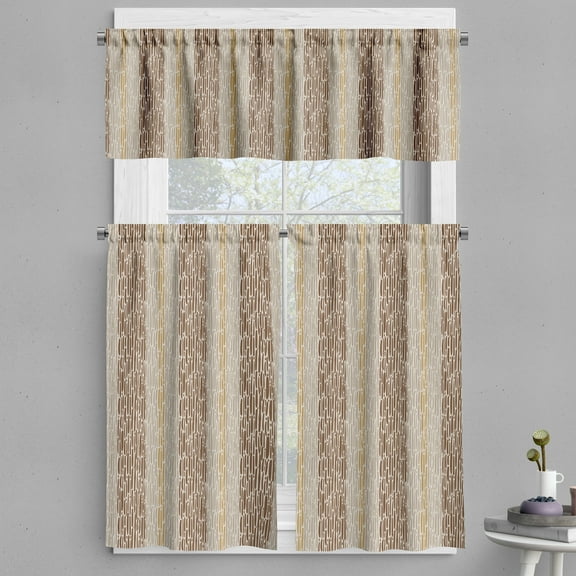 Ambesonne Geometric Valance & Curtain, Minimalist Stripe Pattern, 55"x30", Dark Mustard Umber