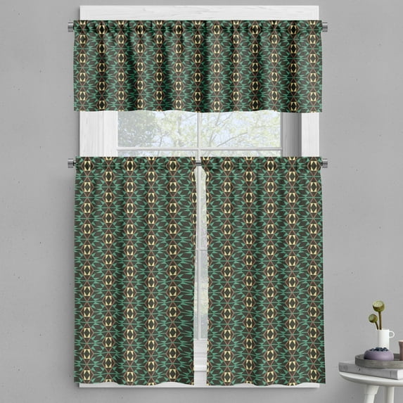 Ambesonne Geometric Valance & Curtain, Mosaic Composition, 55"x30", Multicolor