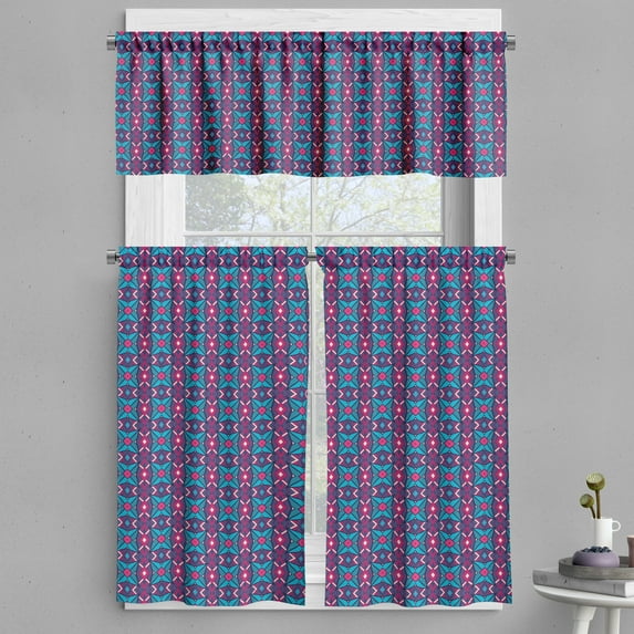Ambesonne Geometric Valance & Curtain, Rhombuses Pattern, 55"x30", Multicolor