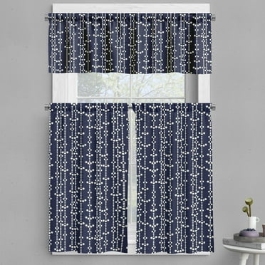 Ambesonne Geometric Valance & Curtain, Vintage Japanese, 55"x45", Dark Blue Cream