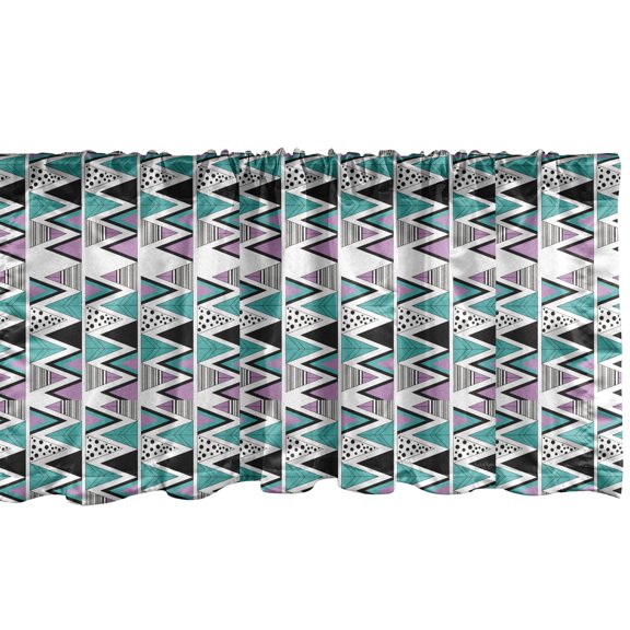 Ambesonne Geometric Valance Pack of 2, 80s Memphis Zigzag, 54"X18", Lavender Cadet Blue