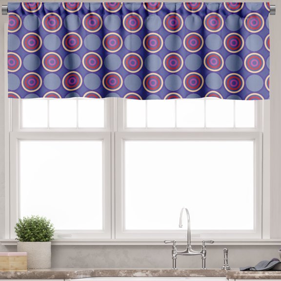 Ambesonne Geometric Valance Pack of 2, Abstract Retro Rounds, 54"X18", Dark Violet Multicolor