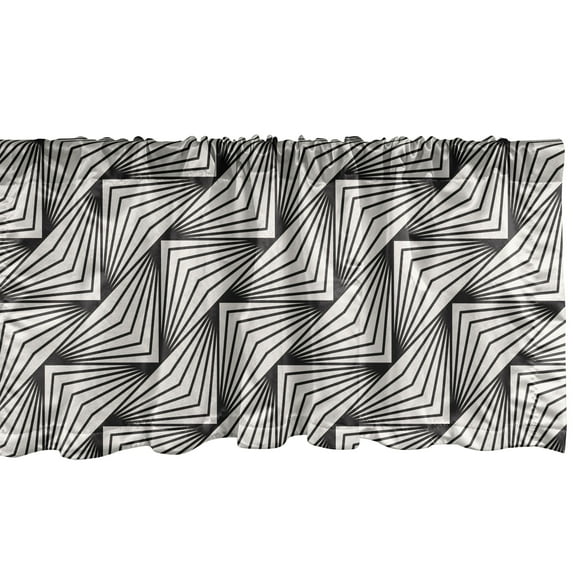 Ambesonne Geometric Valance Pack of 2, Bohemian Effects Forms, 42"X12", Ivory and Charcoal Grey