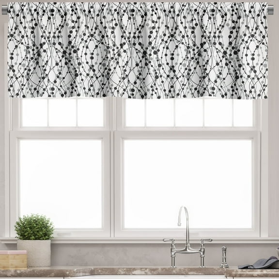 Ambesonne Geometric Valance Pack of 2, Eighties Inspirations, 54"X18", Black Grey White