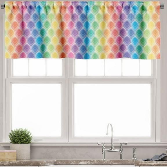 Ambesonne Geometric Valance Pack of 2, Flower Pattern Motif, 54"X18", Multicolor